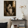 Funny Ghost Reading Newspaper On Toilet Halloween Framed Wall Art Print