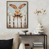 Peeking Bunny White Fence Wildflower Canvas Wall Art