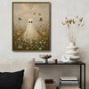 Vintage Ghost Wildflower Meadow Butterfly Halloween Framed Wall Art Print
