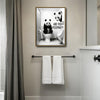 Two Pandas Are You Pooping Funny Quote Canvas Wall Art Black White Panda Bathroom Restroom Wall Decor