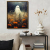 Vintage Ghost Pumpkin Field Halloween Framed Wall Art Print