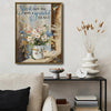 Rustic Motivational Wall Decor, Wild Daisies Wildflowers Bucket Hummingbird “Start Each Day With A Grateful Heart” Canvas Art, Vertical Country Farmhouse Religious Floral Artwork