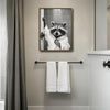 Black And White Raccoon In Bathrobe Opening Bathroom Door Canvas Wall Art Funny Modern Bathroom Wall Decor