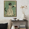 Vintage Black Cat Coffee Cup Canvas Wall Art
