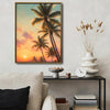 Pastel Sunset Palm Tree Canvas Poster, Dreamy Tropical Island Scenery Artwork for Vacation Home Gallery Wall Decor