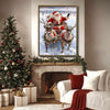 Santa Sleigh & Reindeer Framed Wall Art Vintage Oil Painting Christmas Print