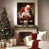 Funny Santa Hugging Toilet Paper Rolls On Toilet Framed Wall Art Christmas Decoration