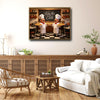 Kiss The Cook Cartoon Chef Pizza Canvas Wall Art