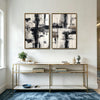 2 Piece Modern Neutral Brushstroke Abstract Canvas Prints Black Beige Textured Painting Organic Modern Wall Art