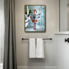 Funny Flamingo Toilet Reading Newspaper Canvas Wall Art, Humorous Bathroom Decor