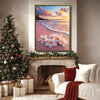 Tropical Plumeria Flower Pink Sand Coastal Sunset Wall Art