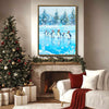 Ice‑Skating Penguins Santa Hat Framed Wall Art Christmas Decoration