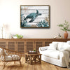 Vintage Sea Turtle Canvas Print, Wooden Plank Coastal Ocean Starfish Nautical Wall Art