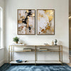 2 Piece Modern Cream Taupe Gold Leaf Abstract Canvas Prints Thick Texture Contemporary Neutral Luxury Wall Art
