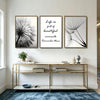 Set of 3 Black White Dandelion Inspirational Quote Framed Wall Art Prints