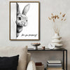 Funny Rabbit Bathroom Canvas Wall Art, Are You Pooping Peeking Bunny Print, Black White Sketch Cute Bunny Restroom Decor, Humorous Farmhouse Bathroom Sign