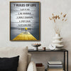 Inspirational 7 Rules of Life Canvas Wall Art, Calm Nature Pier Background Motivational Framed Print for Bedroom Study