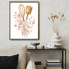 Watercolor Baking Utensils Pink Eucalyptus Framed Wall Art Print