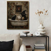 Vintage Witch Bathtub Black Cat Roses Halloween Framed Wall Art Print
