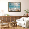 Underwater Seashell & Coral Canvas Print, Sunlight Ocean Coastal Horizontal Wall Art