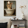 Easter Bunny Bathtub Holding Pink Egg Bathroom Canvas Wall Art