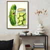 Funny Surprised Pickle Cucumber Watercolor Framed Wall Art Print