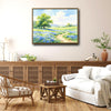 Spring Blue Wildflower Meadow Canvas Wall Art Watercolor Country Home Decor