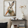 Vintage Bunny Eating Carrot Neutral Canvas Wall Art