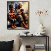 African American Grandmother Granddaughter Praying Canvas Print, Black Family Faith Religious Portrait Wall Art