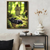 Christian Canvas Wall Art, Jesus and Sleeping Black Lamb in Green Forest Framed Religious Faith Decor for Living Room