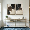 2 Piece Neutral Earth Tone Pebble Abstract Canvas Prints Curved Line Distressed Texture Minimalist Contemporary Wall Art