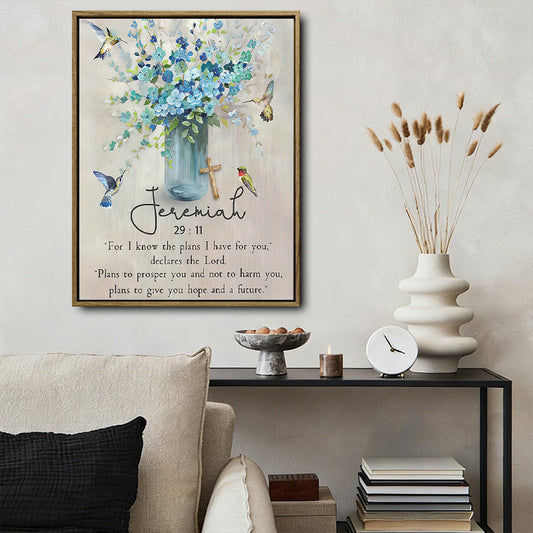 Jeremiah 29:11 Framed Christian Wall Art Hummingbird Floral Bible Verse Print
