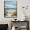 Serene Seaside Beach Wall Print, Adirondack Chair on Sand Dunes Ocean Scene Canvas for Living Room Decor