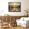 Beach Dunes Sunset Footprints Canvas Print, Coastal Seaside Horizontal Wall Art