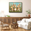 Three Bunnies Daisy Meadow Canvas Art | Cute Rabbit Family Wall Decor