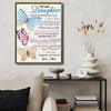 To My Daughter Canvas Print from Mom, Watercolor Butterfly Inspirational Letter Wall Art Gift