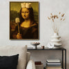 Quirky Mona Lisa Bathroom Parody Canvas Wall Art, Toilet Paper Crown Toilet Brush Funny Altered Art Poster