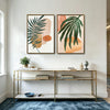 Set of 2 Palm Leaf Boho Botanical Canvas Wall Art Neutral Terracotta Decor