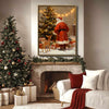 Santa & Little Deer Framed Wall Art Vintage Oil Painting Christmas Print