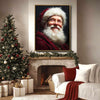 Vintage Santa Portrait Framed Wall Art Oil Painting Christmas Print