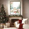 Winter Bunny Rabbit Framed Wall Art Watercolor Christmas Forest Print