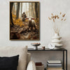 Autumn Woodland Jesus and Muddy Lamb Framed Canvas Wall Art, Religious Spiritual Farmhouse Home Wall Decor