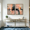 2 Piece Blush Pink Grey Black Textured Abstract Canvas Prints Warm Tone Impasto Oil Painting Style Neutral Wall Art