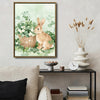 Spring Rabbit Clover Basket Canvas Print