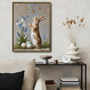 Vintage Standing Bunny Bluebell Butterflies Easter Eggs Canvas Wall Art