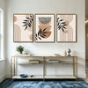 Set of 3 Neutral Boho Abstract Geometric Palm Leaf Framed Wall Art Prints