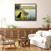 Vintage Black Labrador Lake Landscape Framed Wall Art Print