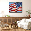 Textured Oil Painting American Flag Canvas Wall Art, Waving USA Flag Impasto Patriotic Farmhouse Canvas Print