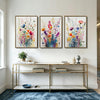 Set of 3 Colorful Watercolor Wildflower Framed Wall Art Botanical Floral Prints