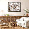 Farmhouse Western Wall Decor, Loving Pair of White Horses Abstract Impasto Painting, Distressed Neutral Grey Brown Background Horizontal Canvas Art, Equine Animal Artwork for Living Room
